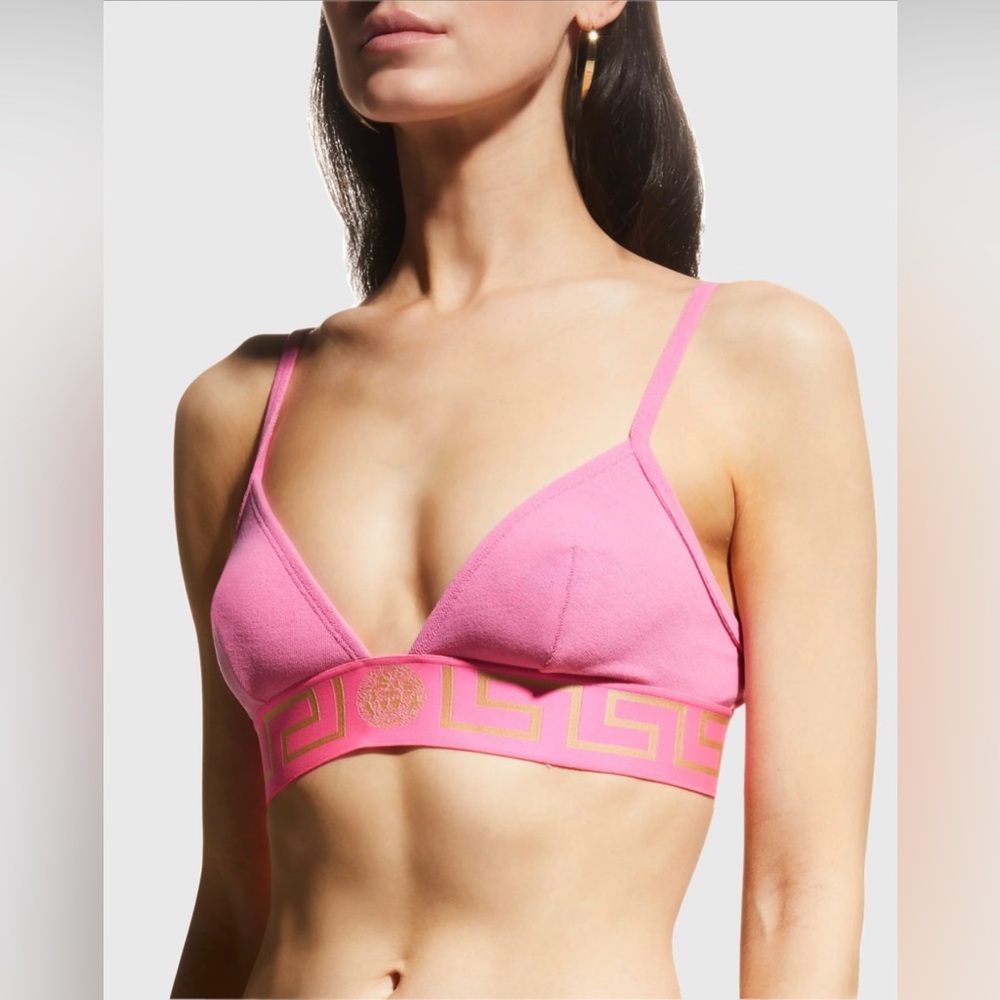 Versace Greca Border Triangle Bikini Тор NWT